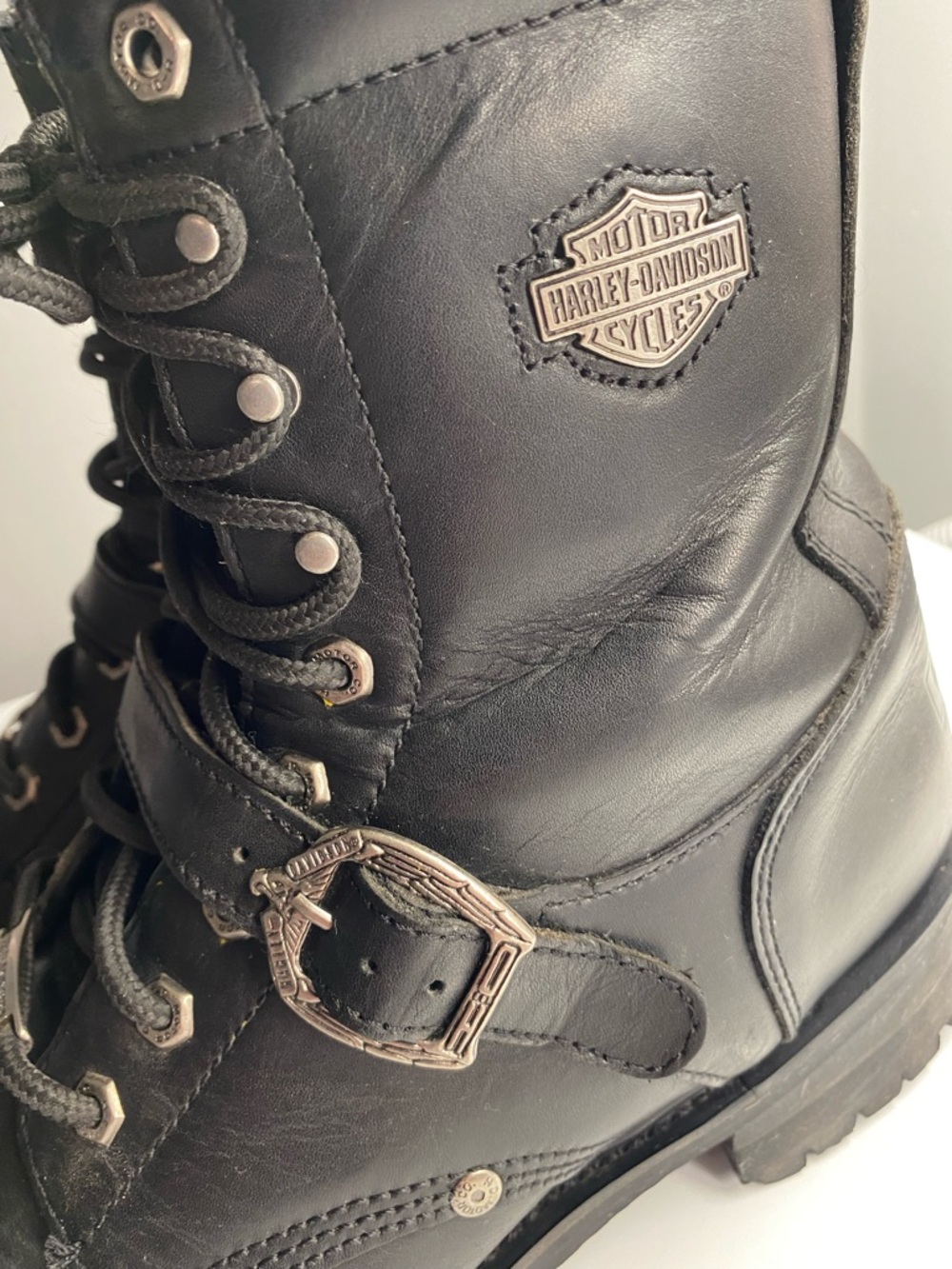 Men’s Harley-Davidson Black Leather Lace-Up Steel-toe Motorcycle Boots 11.5 - Picture 6 of 10